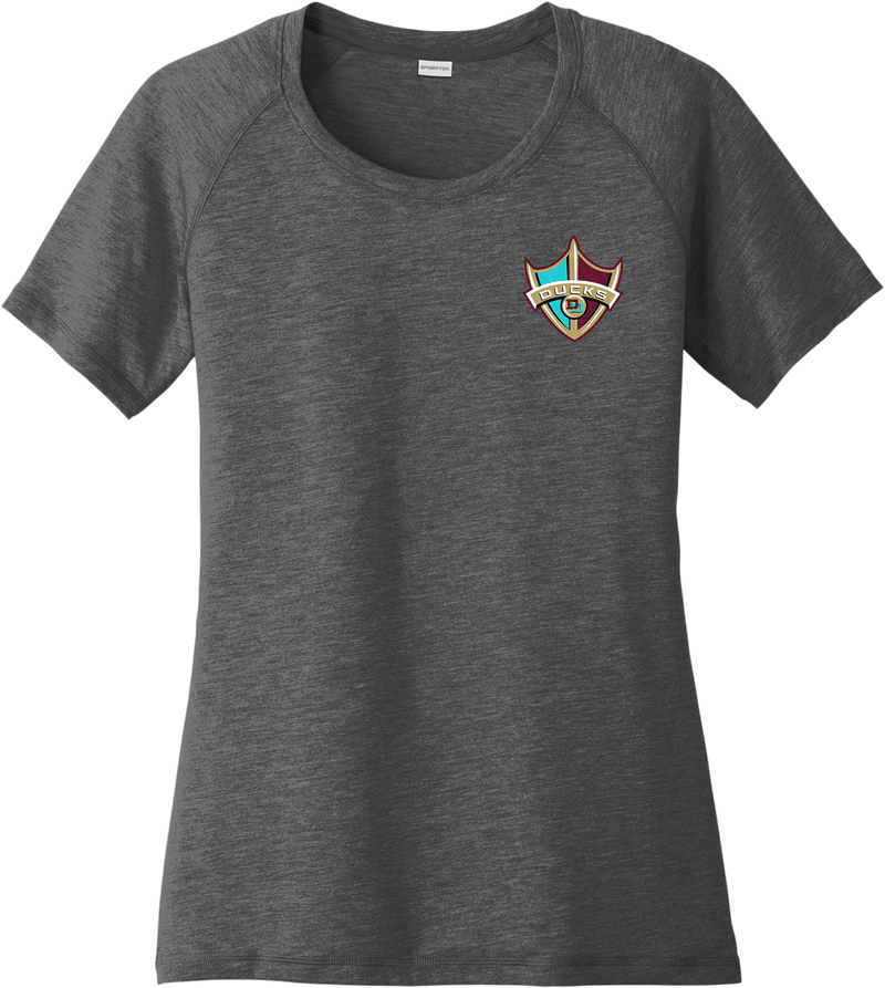 Delaware Ducks Ladies PosiCharge Tri-Blend Wicking Scoop Neck Raglan Tee