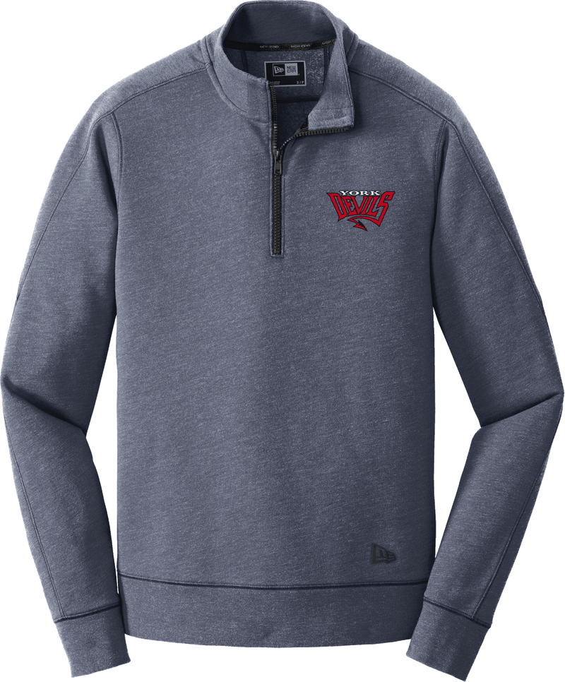 York Devils New Era Tri-Blend Fleece 1/4-Zip Pullover