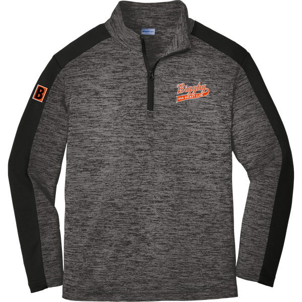 Biggby Coffee AAA Youth PosiCharge Electric Heather Colorblock 1/4-Zip Pullover